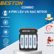 Combo sạc M7031 và 4 pin AA N-60 2200mWh 1.5V Type-C - An toàn sạc nhanh - BESTON