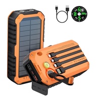VW3V Solar Charger Power Bank 20000mAh Built in 4 Cables and Hand Crank, Portable Charger 22.5W Fast