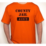 SARA Men's County Jail State Prison Prisoner Inmate Halloween Costume Orange T-Shirt Birthday Presen