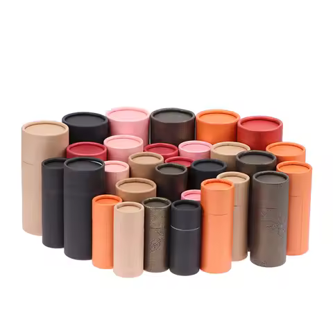 Round Cardboard Gift Box Kraft Paper Tube Boxes Cosmetic Essential Oil Bottle Packaging Box Lipstick