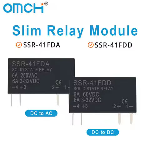 OMCH SSR-41FDA SSR-41FDD Slim Relay 250VAC 3-32VDC 6A Non-contact Din Rail Relay DC-AC DC-DC SSR Sol