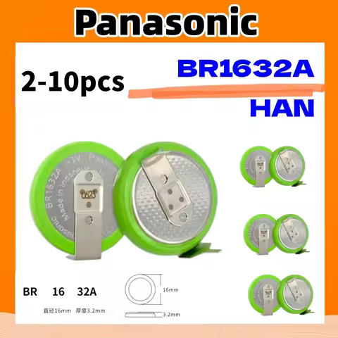 Original Panasonic BR1632A/HAN battery 3v with solder foot control PLC motherboard,operating tempera