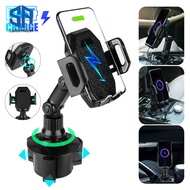 Car Cup Holder Mount Qi Wireless Charger Adjustable Quick Charging Stand Base For Phone
