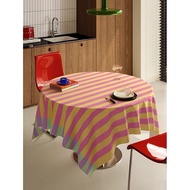 [Home Decoration] Retro Dopamine Tablecloth American Striped Deskcloth New Style Atmosphere Dopamine