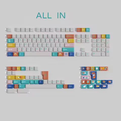 1 Set KKB Cinque Terre Keycaps PBT 5 Sides Dye Subbed Key Caps Cherry Profile Keycap With Split Spac
