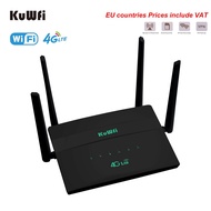 KuWFi 4G CPE WiFi Router SIM  Hotspot CAT4 32 ers RJ45 WAN LAN Hi-Speed Wireless Modem LTE Dongle with 4 External Antenn