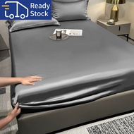 Satin Silk Fitted Bedsheet Set Queen/King Mattress Protector Cover Bedding Set