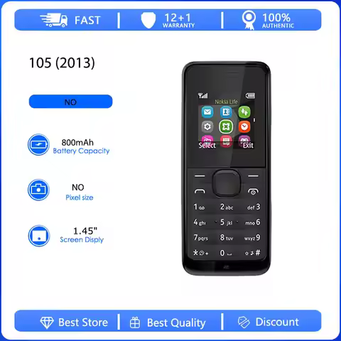 Original Refurbished 105 2013 2G single Sim Unlocked GSM 900/1800 Mobile Phone Russian Arabic Hebrew