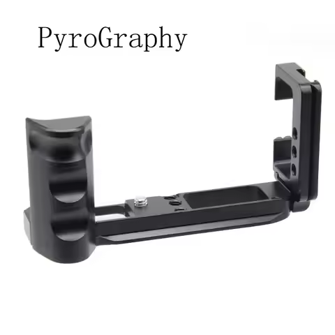 PyroGraphy X-E4 Arca L-bracket with Aluminum Handle Grip 1/4" Thread Holes Cold Shoe Dual Arca Style