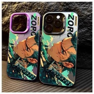 Japan Anime One Piece Roronoa Zoro Luxury Laser Casing For Samsung Galaxy A71 A72 A73 J7 Prime M23 M30S M31 Note 20 S21 Plus Ultra Hard Silver Laser Matte IMD Phone Case