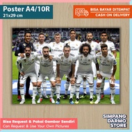 Poster Bola Real Madrid Ukuran A4 A3 Besar Kecil Bisa Custom Foto lewat chat seller | Liga Champion 