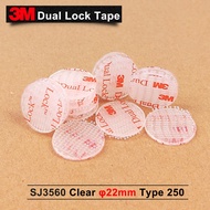 10/20PCS 3M Dual Lock SJ3560 22mm Circle Die Cut Clear Reclosable Fastener Adhesive Tape, Type 250