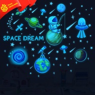 Luminous Space Planet Astronaut Wall Stickers Cartoon Fluorescent Luminous Stickers Children's Room 