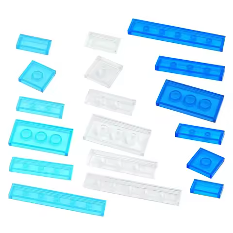 MOC Transparent Smooth 1x2 1x3 1x4 1x6 2x2 2x4 Bricks Ceramic Tile Clear Building Block Compatible 6