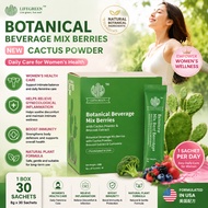 Daily Women's Wellness & Uterine Health Support LIFEGREEN Berry Cactus Drink, 30 Sachets, Mexican No