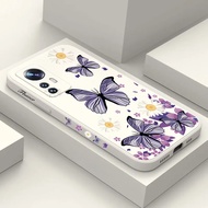 Purple Butterfly Print Liquid Silicone Phone Case For Xiaomi Mi 12T 11T 10T Pro 12 13 Pro Mi 11 12 13 Lite Shockproof Cover