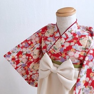 Hakama Dress 日本褲和服-流水花Red-Cream (女童/嬰兒/兒童)