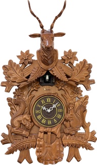 นาฬิกาแขวน Veladeedee Cuckoo Clock นาฬิกาแขวน เวลาดีดีกุ๊กกู หัวกวางตัวเรือนไม้แท้ รุ่น V6609-BR