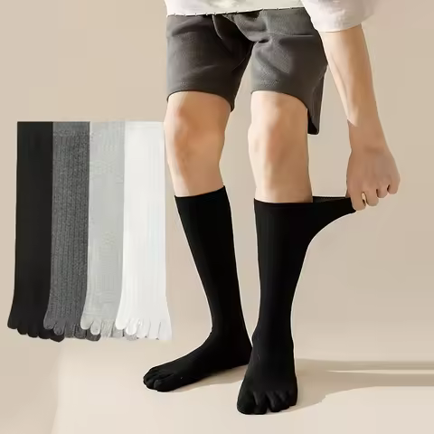 1/3Pairs Men Toe Socks Long Cotton Simple Business Stockings Gentleman Breathable High Quality Cotto