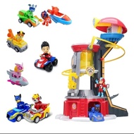 PAW PATROL MIGHTY PUPS MIGHTY LOOKOUT TOWER with Captain Ryder One Police Car Six Dogs Set DOG HEROES Light Music Watchtower Look Out Toy Ryder Chase Rocky Zuma Skye Rubble Dogs Pull Back Cars Full Set Play Vehicles Vehicle Playsets Action Figures Toys