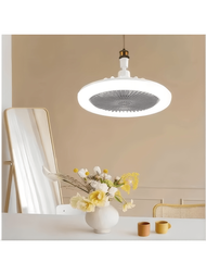 Una luz de ventilador de techo con interfaz E27con control remoto, lámpara colgante LED, luz de ventilador con función de aromaterapia y brillo ajustable, adecuada para dormitorio , cocina, sala de estar, supermercado.