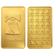 American Philadelphia Free Clock Gold-Plated Bar Imitation Gold Bar Props 1 Gold Balance Ounce Troy 