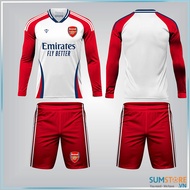 Bộ Quần Áo Bóng Đá CLB Ars.enal Trắng Đỏ Dài Tay SS25 - Đồ Đá Bóng Thun Lạnh 4 Chiều