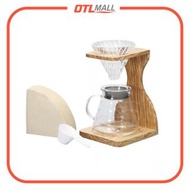 HARIO | V60 玻璃濾杯 木架咖啡壺組套裝 (1-4杯) VSS-1206-OV【平行進口產品】