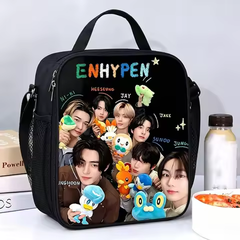Kpop ENHYPEN Insulated Bento Lunch Bag Fan Merchandise Women Men Large Capacity Cooler Bags Outdoor 