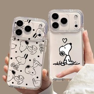 Shell For Samsung Galaxy A57 5G S26 Edge Ultra Plus S25 FE A15 A16 A07 Case Black Line Snoopy Cute T