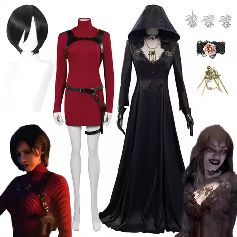Ada Wong Cosplay Wigs Women Costume Game Hazard Bio 4 Vampire Moth Lady Roleplay Fantasia Outfit Hal