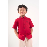 MERAH KEMEJA M231 Boys' Basic Combination Short Shirt Red 0423B