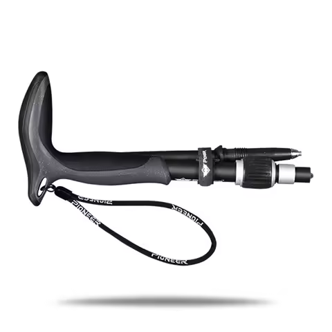 Pioneer 1 Pcs Carbon Fiber T Handle Walking Sticks Outdoor 5 Sections Matte Ultralight Trekking Pole