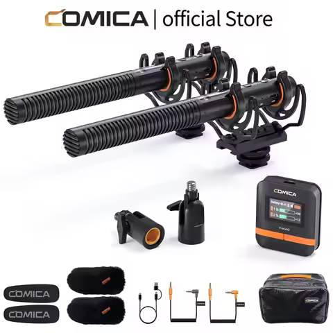 COMICA VM40 2.4G Super Cardioid Dual-Channel Wireless Shotgun Microphone Wired and Wireless dual mod