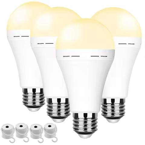 1/4 Pack Emergency Rechargeable Light Bulb Stay Lights Up When Power Failure 12W 60W Equivalent LED