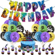 Fortnite Themed Birthday Party Supplies, Include Happy Birthday Banner, Balloons, Cake Cupcake Toppers for Kids Boys Girls Birthday Party Decoration Supplies