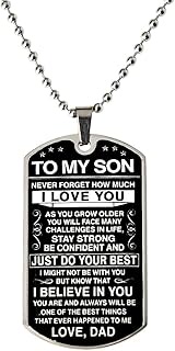 To My Son Necklace from Dad Sons Inspirational Dog Tag Necklace Gifts for Men Boys Birthday Graduati