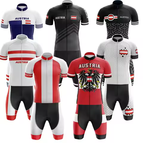 Austria National Team Mens Cycling Jersey Set Austria Flag Cycling Clothing Road Bike Shirts Suit MT
