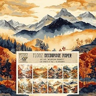 Decoupage Paper Pack (24 Sheets 6"x6") Mountain Serenity: Majestic Peaks and Forested Valleys in Har