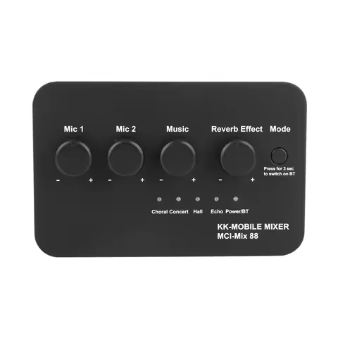 Portable Karaoke Microphone Mixer AUX IN/OUT BT Connection Dual Mic Inputs Karaoke Sound Mixer for D