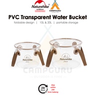 Naturehike PVC Transparent Foldable Water Bucket 10L 20L Camping Outdoor Fishing Storage Pail Beach 
