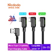 Mcdodo USB 3A IP /Type C/Micro USB 90 Degree Gaming Fast Charging Cable CA-751/752/753