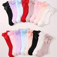 8/1 Pair Baby Girl Socks, Toddler Girl Knee-High Socks, Baby Socks. Bow Socks, Ribbon Bow Socks, Rib