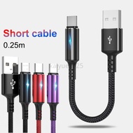 5A Short Nylon USB Type C Cable Fast Charging Micro USB Phone Charger Data Cord For Samsung S21 S23 