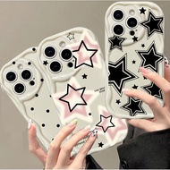 Cute Pink Stars Black Wave Point Phone Casing For OPPO A6 A5 A3 Pro A3X A57 A77 A77S A58 A78 A79 A78