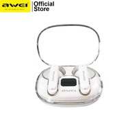 Awei T86 ENC Gaming Bluetooth Earphone Earbuds with Transparent Charging Case Noise Cancelling Long Battery Life