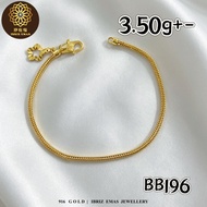 IBRIZ Jewellery BB196| 916 Gold Bracelet For Woman PDR Chain  916 Rantai Tangan Emas 916 Original Ra