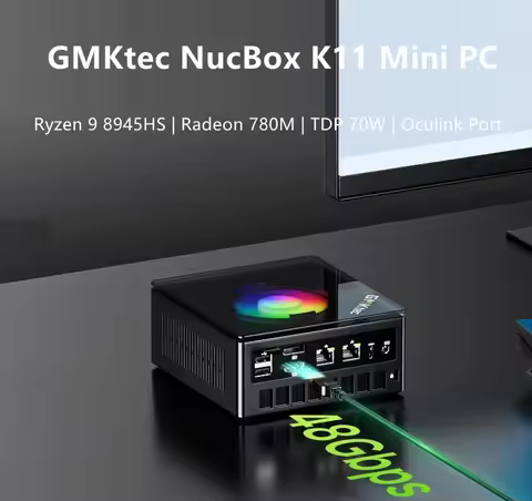 GMKtec K11 MINI PC Ryzen 9 8945HS Windows 11 PRO DDR5 5600Mhz PCIE4.0 NVMe SSD WiFi 6 BT5.2 Oculink 