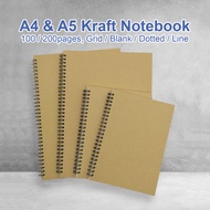 100pages 200pages Craft Notebook A4 A5 Spiral Wire O Planner Journal Notebook sketch book/Buku Nota 