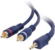 C2G 40617 Velocity One 3.5mm Stereo Male to Two RCA Stereo Male Y-Cable, Blue (50 Feet, 15.24 Meters